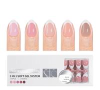 150 unghie artificiali con punta francese, con base coat preapplicata, per nail art veloce e semplice