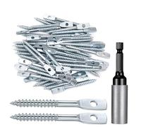 150 viti a occhiello da 0,6 x 7,19 cm per appendere il filo al soffitto | Con 1 Eye Lag Driver zincato in acciaio al carbonio Eye Lag Vite autofilettante Vite forata per appendere luci da giardino