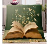150 x 200 cm Coperta di flanella morbida, Libri Di Fantasia modello Coperta di flanella calda e soffice per divano letto e divano, Verde Giallo Coperte