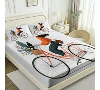 150 x 200 Set di tre pezzi con lenzuolo con angoli morbido Bianco - Lenzuolo con Angoli con Tasche Profonde, Moderno Ciclismo Città Antipiega in Microfibra Spazzolata Adatto per camera da letto