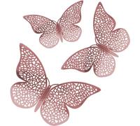150 x 3 dimensioni decorazione da parete 3D farfalla adesivi rimovibili per baby party matrimonio decorazione (oro rosa)