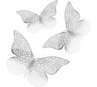 150 x 3 dimensioni decorazione da parete 3D farfalla adesivi rimovibili per baby party matrimonio decorazione (argento)