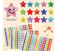 1500/1200/900/600/300/150 pezzi Adesivi glitterati a forma di stelle con disegni di multipli, 1500 pezzi per foglio come ricompensa per gli studenti e tabelle dei comportamenti, forniture adesive per