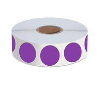 1500 etichette adesive rotonde per inventario, disponibili in colore viola, distribuite su un rotolo, con linea di perforazione (ogni etichetta misura 2.5 cm di diametro).