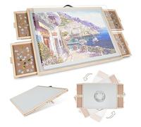 1500 pezzi, 2 in 1, inclinabile e girevole, per adulti, tavolo puzzle in legno con 4 cassetti, 64 x 87 cm, tavola portatile con Lazy Susan e copertura