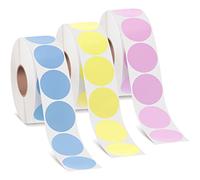 1500 Pezzi 3 Rotoli di Adesivi Termici Rotondi,Stampabili Rotondi Carta Mini Stampante Termica per Piccole Imprese fai da te Stampa di Etichette per Indirizzi (Giallo Rosa Blu)