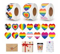 1500 Pezzi Adesivi di Forma di Cuore Arcobaleno,50mm Rotolo Prides Adesivis,Rotolos di Adesivi per Gay,Autoadesivi Pride per Feste del Pride e Celebrazioni LGBTQ+(3 Rotoli de Diverse Dimensioni)