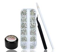 1500 pezzi di strass per unghie con colla - unghie in gel con brillantini a partire da 6 misure - strass per unghie con colla da 20 ml e strass per unghie e pinzette (a partire da )