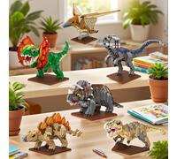 1500 pezzi Puzzle 3D di dinosauri dell'era giurassica da assemblare - Velociraptor, Tyrannosaurus Rex e dinosauri cartoni animati; decorazione per interni; regalo ideale per le vacanze o il compleanno