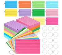 1500 schede per indice, con anelli, biglietti a righe, 3 x 5 cm, colorate, a righe, pastello, per studiare, apprendere, scuola, ufficio, università, prendere appunti