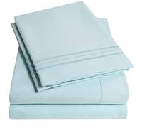 1500, Supreme Collection - Set di lenzuola da 4 pezzi, con tasca profonda e prezzo più basso, dal 2012, biancheria da letto ipoallergenica senza pieghe, 23 colori, king size, azzurro