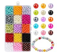 1500PCS Perline Rotonde, 15 Colori Assortiti Mix, 6mm, Perle di Vetro Colorate per la Creazione di Gioielli