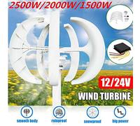 1500W/2000W/2500W Wind Turbines Generator+Controller 12V24V 5 Blades Lantern Vertical Axis for Residential Household Streetlight 12v 2500w (12v 2000w)