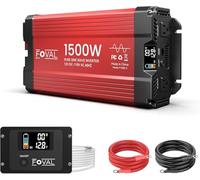 1500W Pure Sine Wave Inverter 12V DC to 110V AC Converter, 3000W Peak Power Inverter with LCD Display and 2 AC Outlets for Home, RV, Truck, and Off-Grid Solar System, Remote Controller (1500W)
