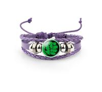 (1508) Bracciale in pelle con logo viola Hero con strati, elegante e alla moda