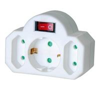 BRENNENSTUHL 1508100 - Enchufe adaptador con interruptor de encendido y 2 + 1 tomas de corriente