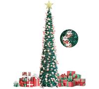 150cm albero di natale pop up con luci incorporate,christmas tree pieghevole con 1 stella e 50 Luci LED,albero di natale pronto in 5 minuti,decorazione d'interni natalizia,paillettes verdi