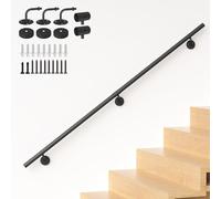 150cm Corrimano di metallo industriale,parapetti a tubi rotondi per gradini interni/esterni,rotaie di sostegno per l’assemblaggio di muri,capacità di carico di 200KG,per donne incinte,anziani,disabili