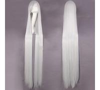 150cm Straight Super Long Anime Cosplay Wig With Bangs Synthetic Hair Black Blue Purple Red Orange White Wigs For Women Rose Net OneSize silverwhite