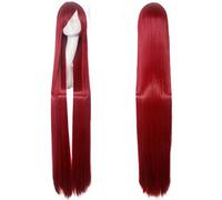 150cm Straight Super Long Anime Cosplay Wig With Bangs Synthetic Hair Black Blue Purple Red Orange White Wigs For Women Rose Net OneSize red