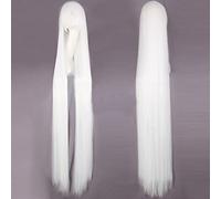 150cm Straight Super Long Anime Cosplay Wig With Bangs Synthetic Hair Black Blue Purple Red Orange White Wigs For Women Rose Net OneSize white