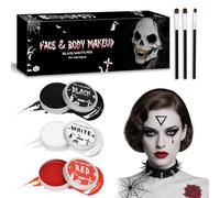 150g Trucchi Halloween per Trucco Viso in Bianco Nero Rosso, Trucchi Halloween Bambini, Trucchi Halloween Make Up Adulti, Trucco Halloween Donna, Body Face Paint per Carnevale, trucco joker, vampiro