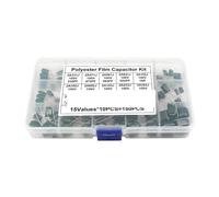 150pcs 15Values Polyester Film Capacitor Assortment Kit with Box 2A331J 2A471J 2A102J 2A103J 2A223J 2A104J 2A154J 2A224J 2A474J Capacitance Meters