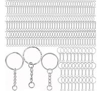 150PCS Anelli Portachiavi, BetterJonny Portachiavi Anello Cerchio 25mm Anelli per Portachiavicon Catena in Metallo con Anellini Aperti Portachiavi a Catena Split Ring per Portachiavi Ciondoli, 3 Stili