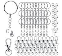 150PCS Anelli Portachiavi Ganci Kit Portachiavi fai da te Anellini Acciaio Inox Catena Portachiavi Moschettone Piccolo per Cordino Creazione Gioielli Organizzazione Arti e Mestieri Artigianato Argento