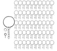 150PCS Anelli Portachiavi Ganci Kit Portachiavi fai da te Anellini Acciaio Inox Catena Portachiavi Moschettone Piccolo per Cordino Creazione Gioielli Organizzazione Arti e Mestieri Artigianato Argento