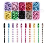 150PCS Catena a Palline Colorata Regolabile in Acciaio Perlina 10cm Connettori Sfera Tag Collana per Bambola Ornamento Portachiavi Decorativa Perline