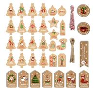 150pcs Etichette per regali di Natale, Forma Dell'Albero, Rotonda, Quadrata Etichette regalo Kraft Marrone, Appese con Filo di Cotone e Spago, per Decorazioni Fai da Te(7 x 4 cm/7,6 x 5,2 cm)