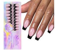 150pcs Nero Francese Suggerimenti Stampa Su Unghie Breve Bara Artificiale Manicure Art Accessori Per Ragazze Moda Nail Decorazione
