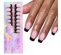150Pcs Nero Francese Tip Press On Nails Breve bara Acrilico Artificiale Manicure Art Accessori Per Le Ragazze Manicure Unghie