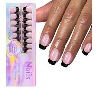 150Pcs Nero Punta Francese Gel Unghie Breve bara Press On Unghie Acriliche Artificiali Facile Applicazione Per Le Donne
