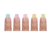 150pcs Press On Nail Gel Falso Unghie Suggerimenti 3 In 1 Prima Colorato Chiodi Francesi Torcia 14 Taglie Per Le Estensioni Unghie Gel Suggerimenti Mandorla Quadrata