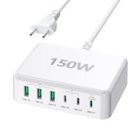 150W Caricatore USB C Multiplo, GaN 6 In 1 Stazione Di Ricarica Con Porta 65 W Per MacBook Pro/Air, Lenovo, HP, Laptop, USBA Caricatore Rapido Alimentatore Con QC3.0 Per iPhone, Samsung, Google Pixel