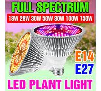 150W E27/E14 LED Coltiva La Luce Spettro Completo Lampada per Piante UV IR Fiore Interno Piante grasse Coltivazione di Verdure Lampadina per Crescita AC110-240V