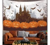 150X130Cm Arazzo Halloween Arazzo Da Parete Castello Di Halloween Telo Da Parete Zucca Astratta, Seppia Arte Muraria Arazzi Per Soggiorno Camera Da Letto Dormitorio Decorazione