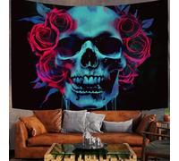 150X130Cm Arazzo Halloween Arazzo Da Parete Teschio Horror Telo Da Parete Rosa Gotica, Indaco Arte Muraria Arazzi Per Soggiorno Camera Da Letto Dormitorio Decorazione