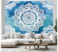 150x200cm Arazzo stile bohémien Camera Tappezzerie Mandala ad acquerello Arte muraria Giapponese Pittura, blu