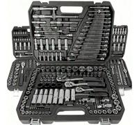 151/46 pezzi Set di attrezzi meccanici completo - Bussole profonde e standard da 1/4", 3/8", 1/2", Set di chiavi a cricchetto, Bussole in S2 e CR-V, Kit per riparazione auto e meccanica domestica, inc