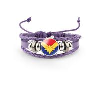 (1513) Bracciale in pelle con logo viola Hero con strati, elegante e alla moda
