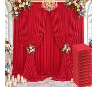 152 x 4 m tenda rossa senza pieghe, morbida e setosa facile da drappeggiare tende per matrimoni per sfondo, 12 pannelli, 12 pannelli 12 × 4,5 m, tende a goccia per foto per feste di compleanno