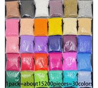 15200 pezzi Set di perline di vetro colorate e vivaci, perline decorative da 1,8 mm - Perfette per braccialetti dell'amicizia estivi fai-da-te, collane, orecchini e artigianato, 30 colori, forniture p