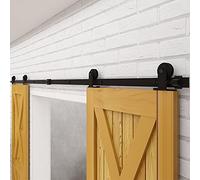152cm/5FT Binario per Porta Scorrevole Kit Accessori per Porta Scorrevole di Placcatura Strato in Stile Rustico per doppia porta, nero
