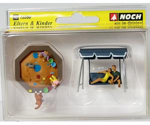 15590 Noch HO Set altalena giochi con bambini e genitori scala 1:87