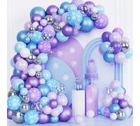 156 Frozen Palloncini Garland Arco Kit Frozen Decorazione di Compleanno Bambina Viola Blu Palloncino per Ragazza Anniversario Party Decorazione Wonderland Natale Baby Shower