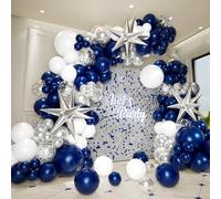 156 pezzi kit arco ghirlanda palloncini blu navy, bianco e argento con palloncini a stella esplosiva in lamina per laurea, matrimonio, fidanzamento, compleanno, capodanno, doccia nuziale, baby shower