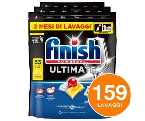 159 Tabs Finish Powerball Ultimate Pastiglie per Lavastoviglie al Limone